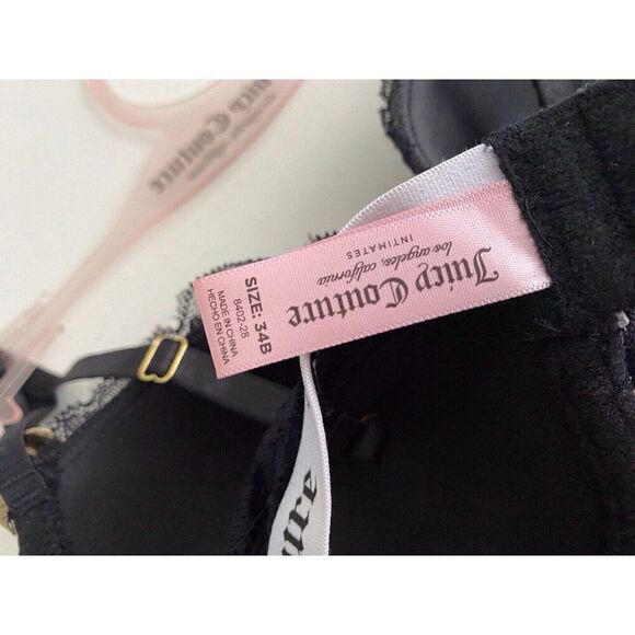 Juicy Couture Sexy Push Up Bra Size 34B Black Lace JC8402C Padded NEW - Picture 8 of 9